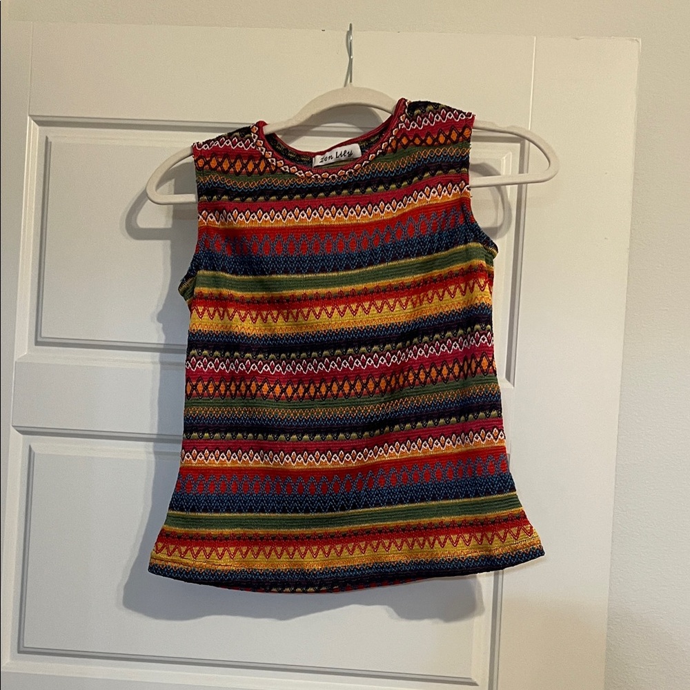Vintage Colorful Striped Sleeveless Top